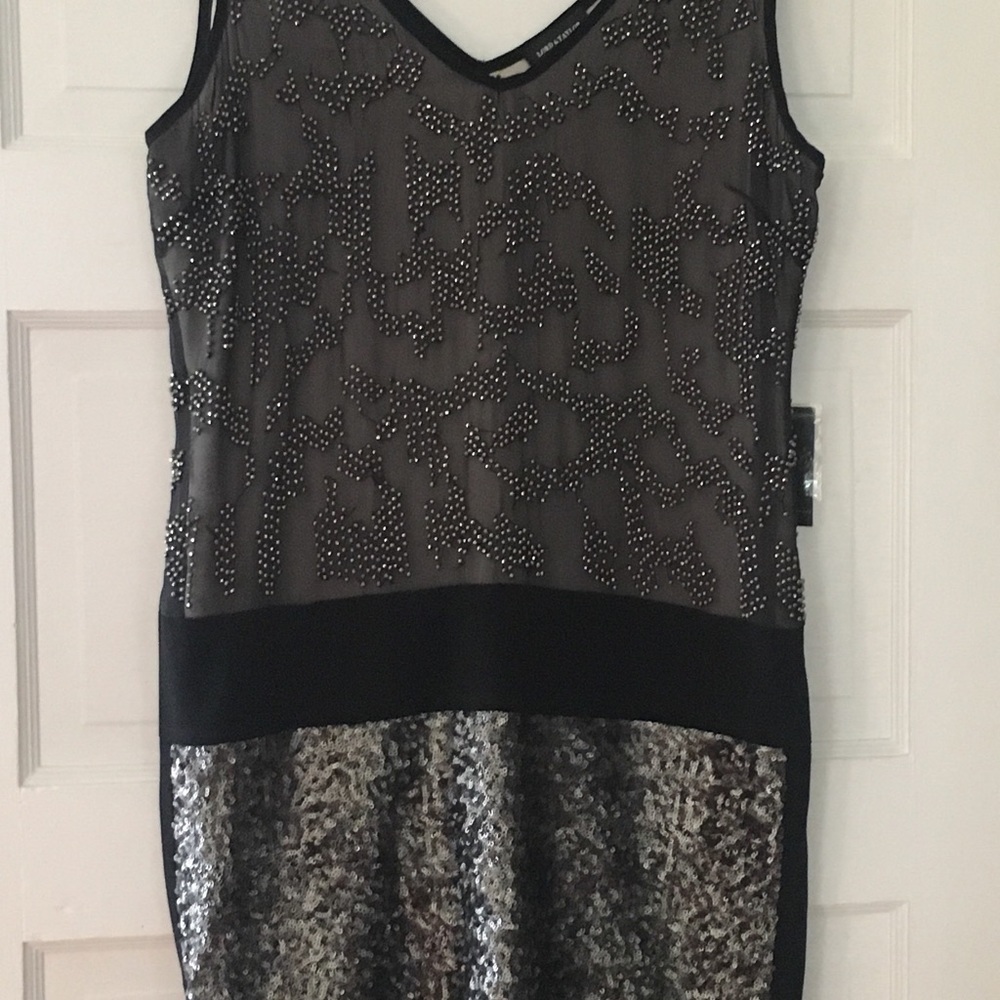 Lord & Taylor black beaded cocktail dress size 8